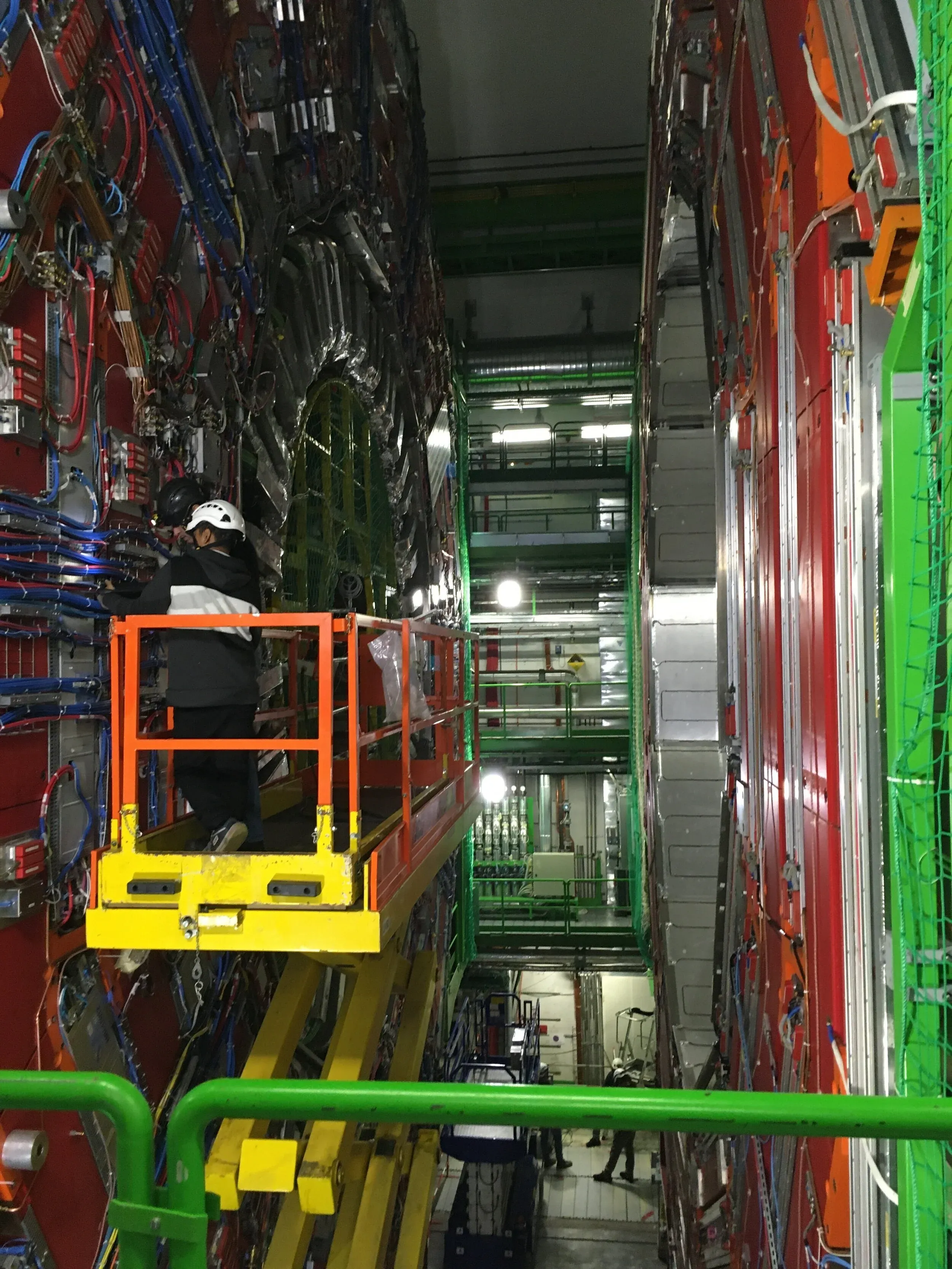 The CMS detector in its underground cavern.